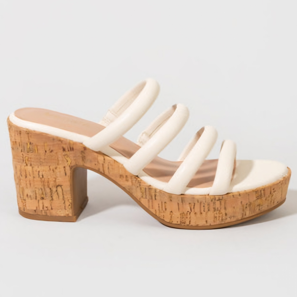 Elegant Cream Cork Heel Sandals